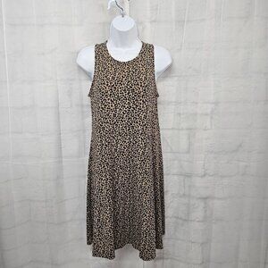 Old Navy Dress Leopard Shift Sleeveless Grunge Punk Brown M